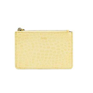 NEW JW PEI Light Yellow Quinn Zipped Crocodile Pattern Vegan Leather Card Holder
